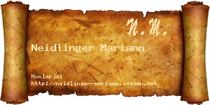 Neidlinger Mariann névjegykártya